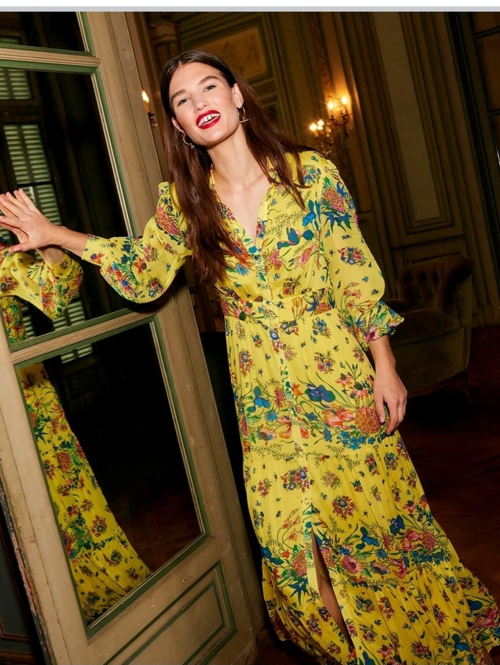 Boden Yellow Floral Maxi Dress - Size 14R